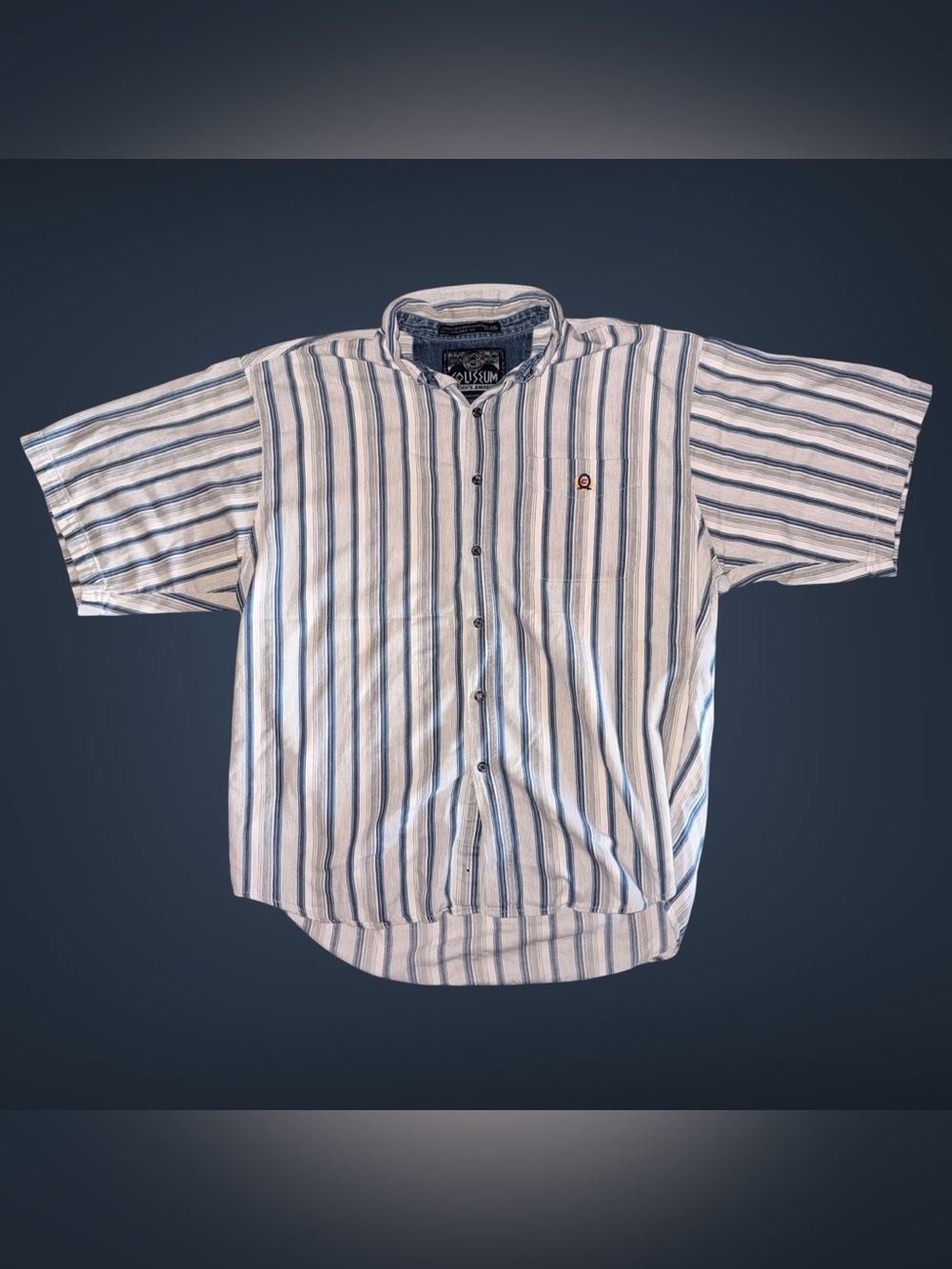 Vintage 90s Coliseum Authentic Men’s XXL Short Sleeve Striped Button Up Shirt